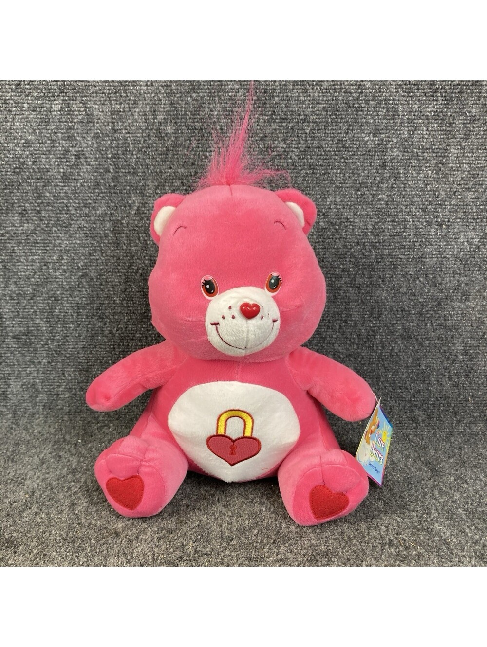 Vintage '04 Nanco Care Bears Secret Bear 11" Pink Teddy Bear Plush NWT**